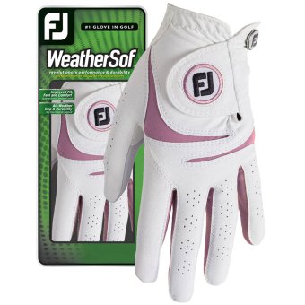 Footjoy WeatherSof Damengolfhandschuh weiss/pink linke (Rechtshänder) | ML